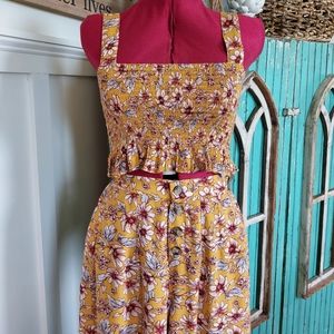 American Eagle SET Floral Crop Top Wide Leg Crop Pants